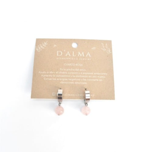 Caravanas D'alma con Aro y Cuarzo Rosa