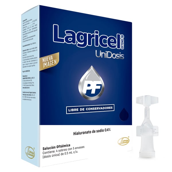 Lagricel 0.4% Solución Oftálmica Ampolletas Monodosis 0.5 ml