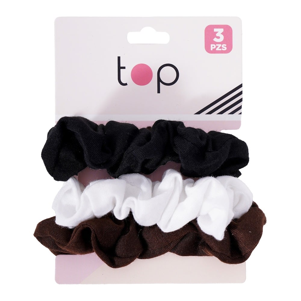 Gomitas para el Pelo Top Negro, Gris y Marrón 3 Unidades