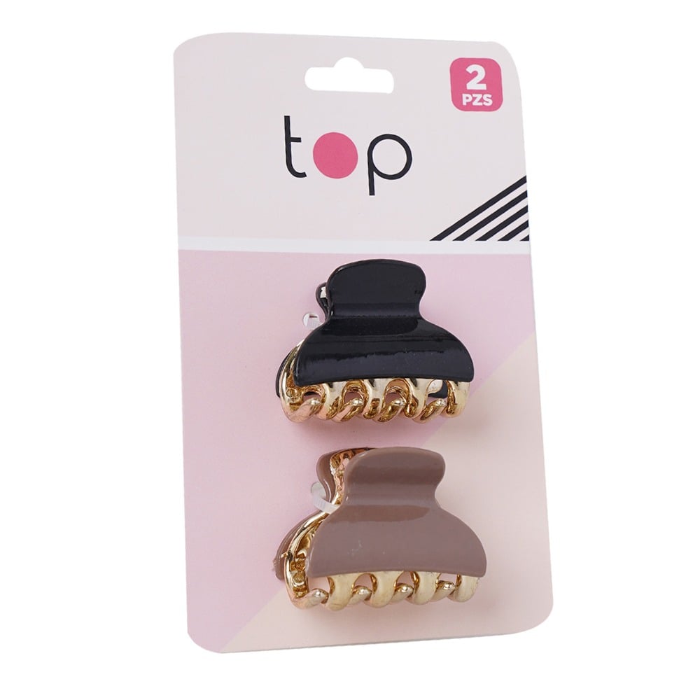 Pinzas para el Pelo Top Negro y Marrón 2 Unidades