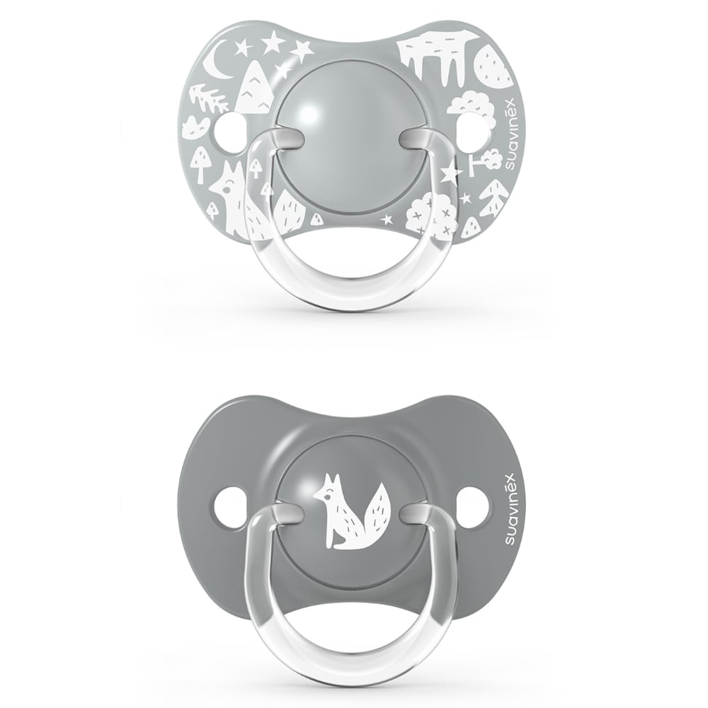 Chupete Fisiológico Suavinex Silicona Gris 0 A 6 Meses 2 Unidades