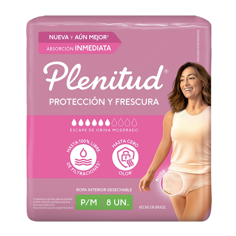 Ropa interior absorbente para mujer Plenitud Femme color piel talle P/M.