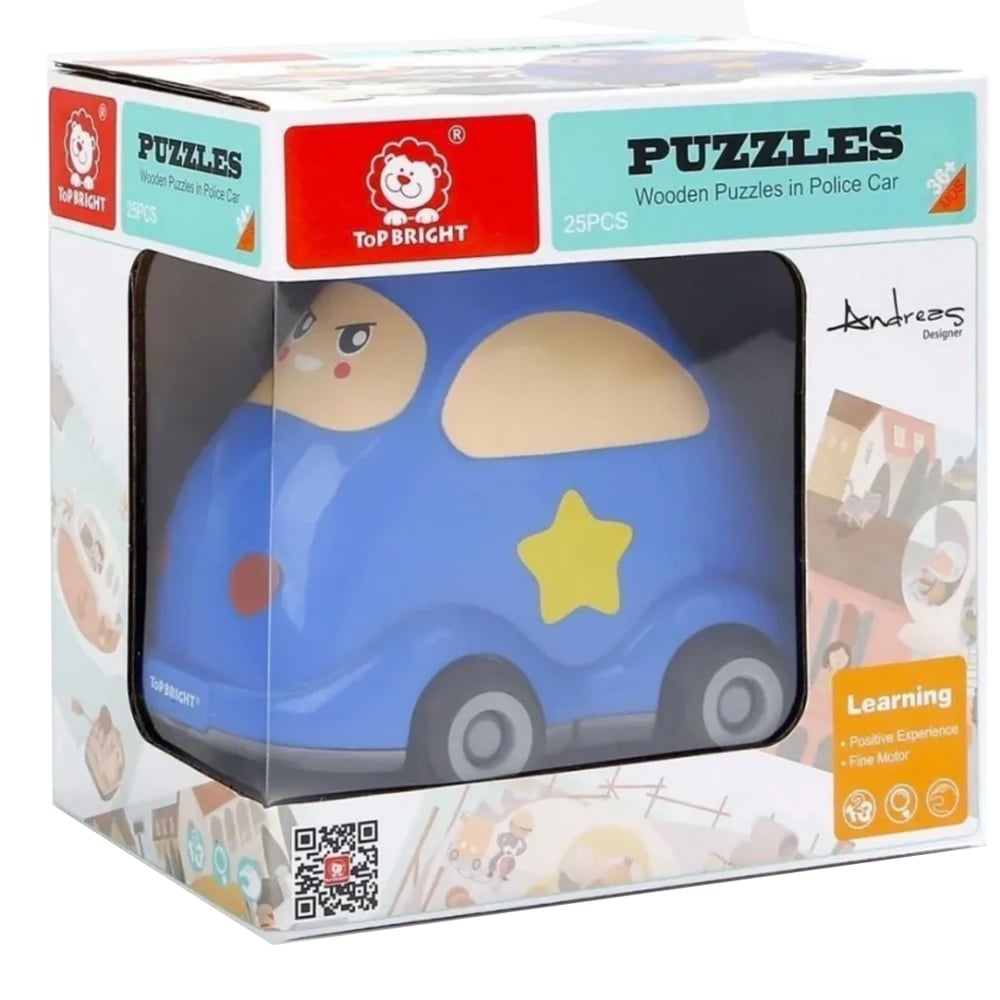 Puzzle de Madera con Auto de Policía