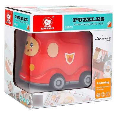 Puzzle de Madera con Auto de Bomberos
