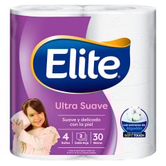 Papel Higiénico Elite Ultra Blanco Doble Hoja 30 Metros 4 Unidades