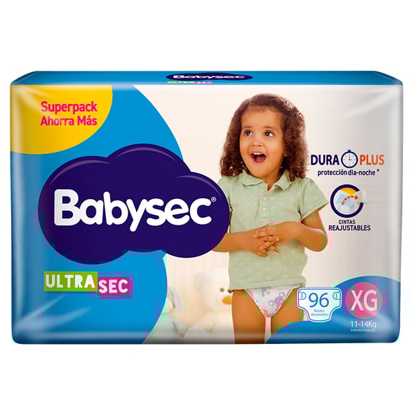 PAÑALES BABYSEC ULTRA SUPER XG 96 UNIDADES
