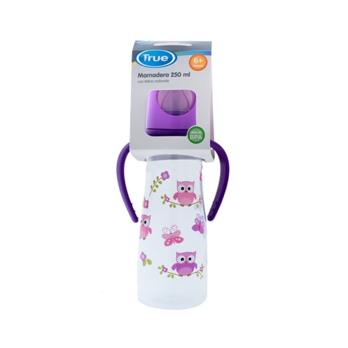 Mamadera True con Asas Tetina de Silicona +6 Meses 250 ml