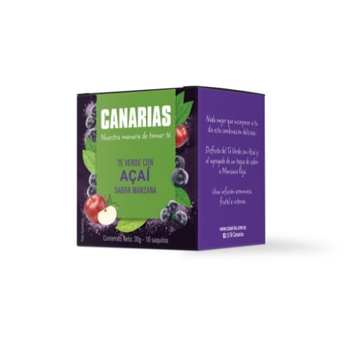 Té Verde Canarias Açaí y Manzana 10 Saquitos