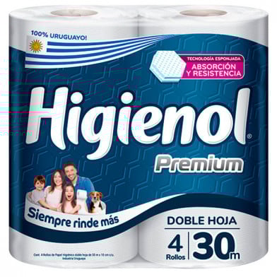 Papel Higiénico Higienol Premium 30 m 4 Rollos