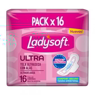 Toallitas Femeninas Ladysoft Tela Seca 16 Unidades