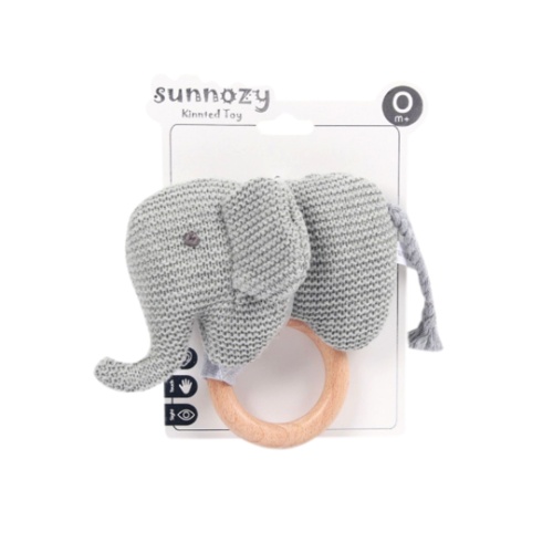 Sonajero Akas Elefante Crochet con Aro Gris