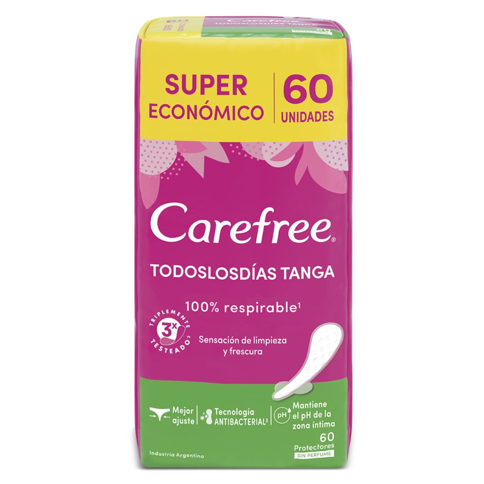 Protectores Diarios Carefree Todos los Días Tanga 60 Unidades