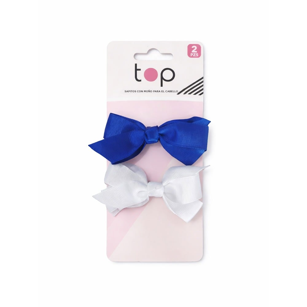 Moñas para el Pelo Top Blanca y Azul 2 Unidades