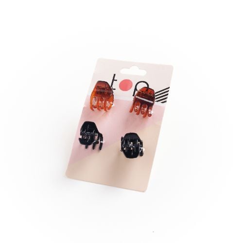 Mini Pinzas Top Carey y Negro 4 Unidades