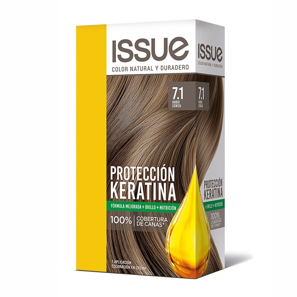 Kit Tinta Issue Keratin Color N°7.1 Rubio Ceniza