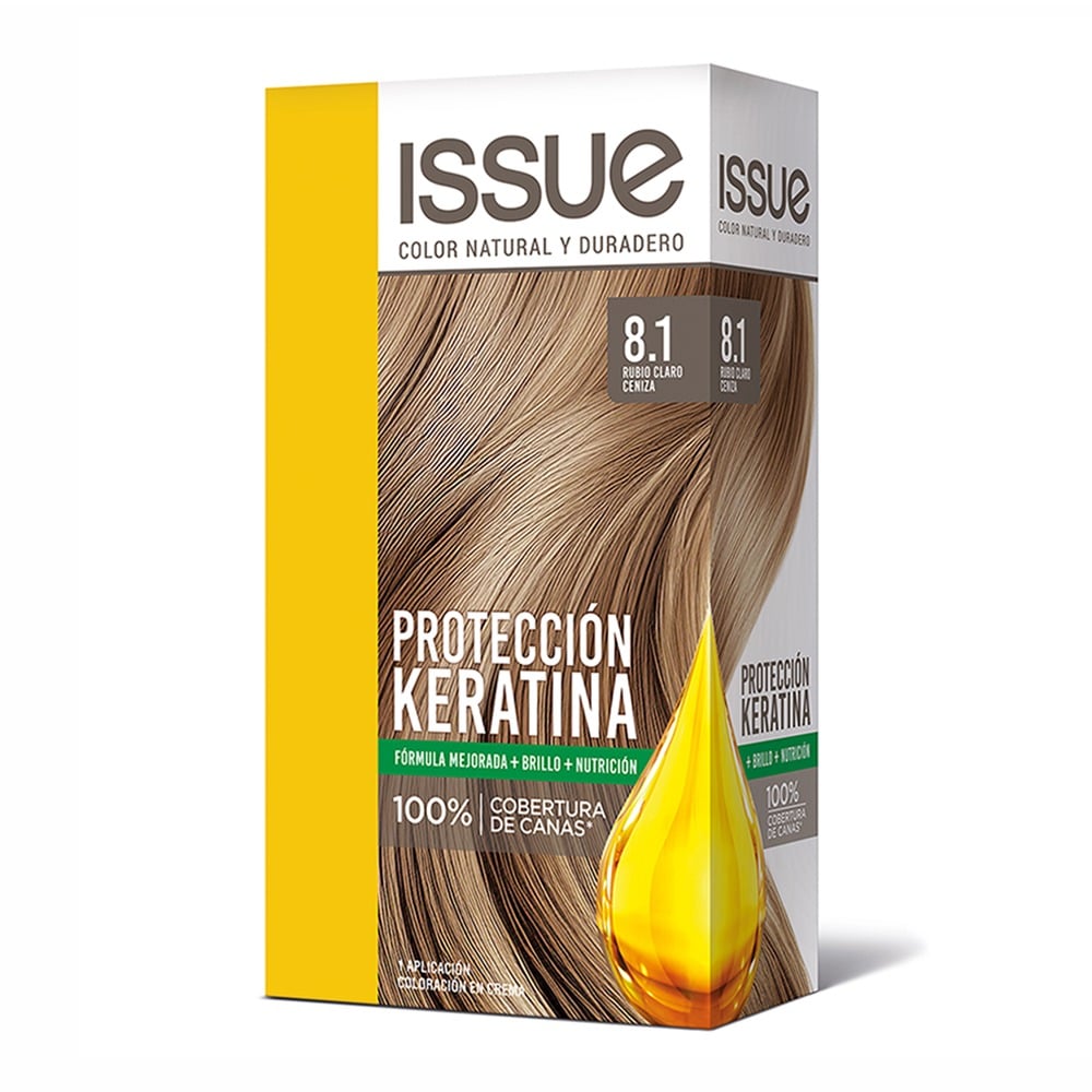 Kit Tinta Issue Keratin Color N°8.1 Rubio Claro Ceniza