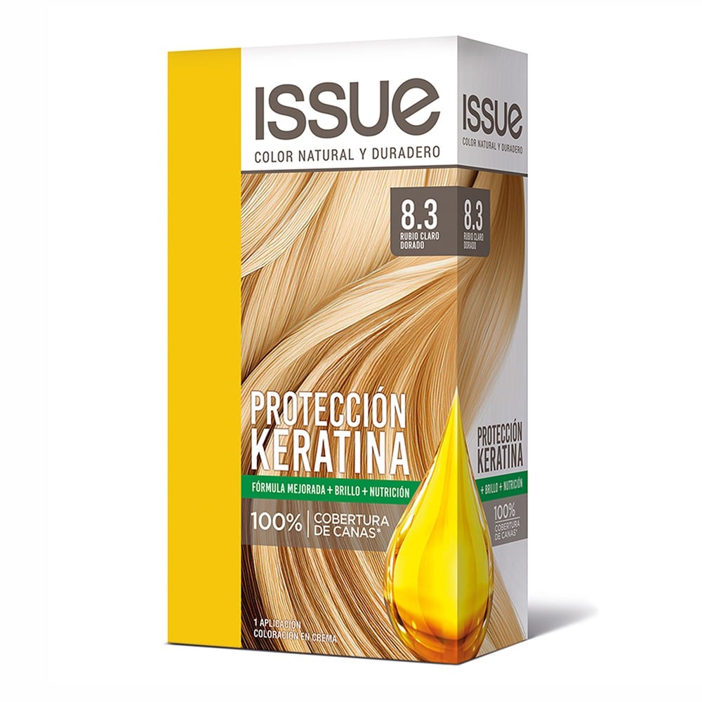 Kit Tinta Issue Keratin Color N°8.3 Rubio Claro Dorado