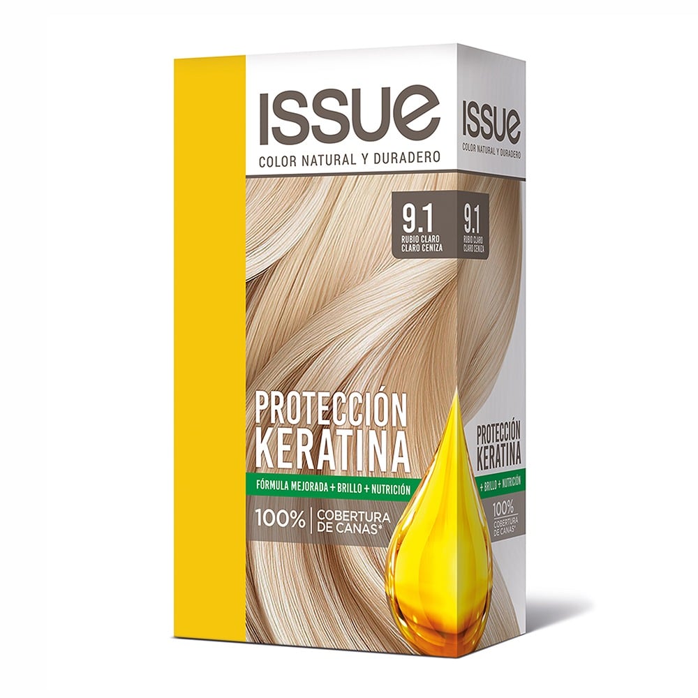 Kit Tinta Issue Keratin Color N°9.1 Rubio Claro Claro Ceniza