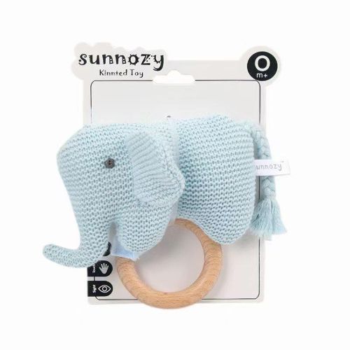 Sonajero Akas Elefante Crochet con Aro Celeste