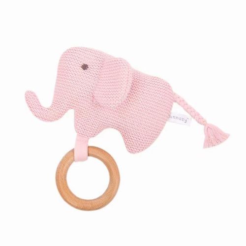 Sonajero Akas Elefante Crochet con Aro Rosa
