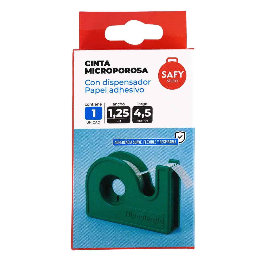 Cinta Leuco Microporosa Safy con Dispensador 1.25 cm x 4.5 m