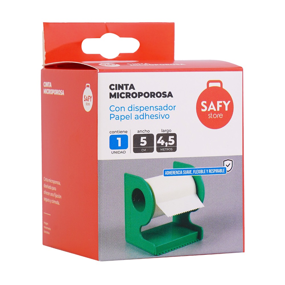 Cinta Leuco Microporosa Safy con Dispensador 5 cm x 4.5 m