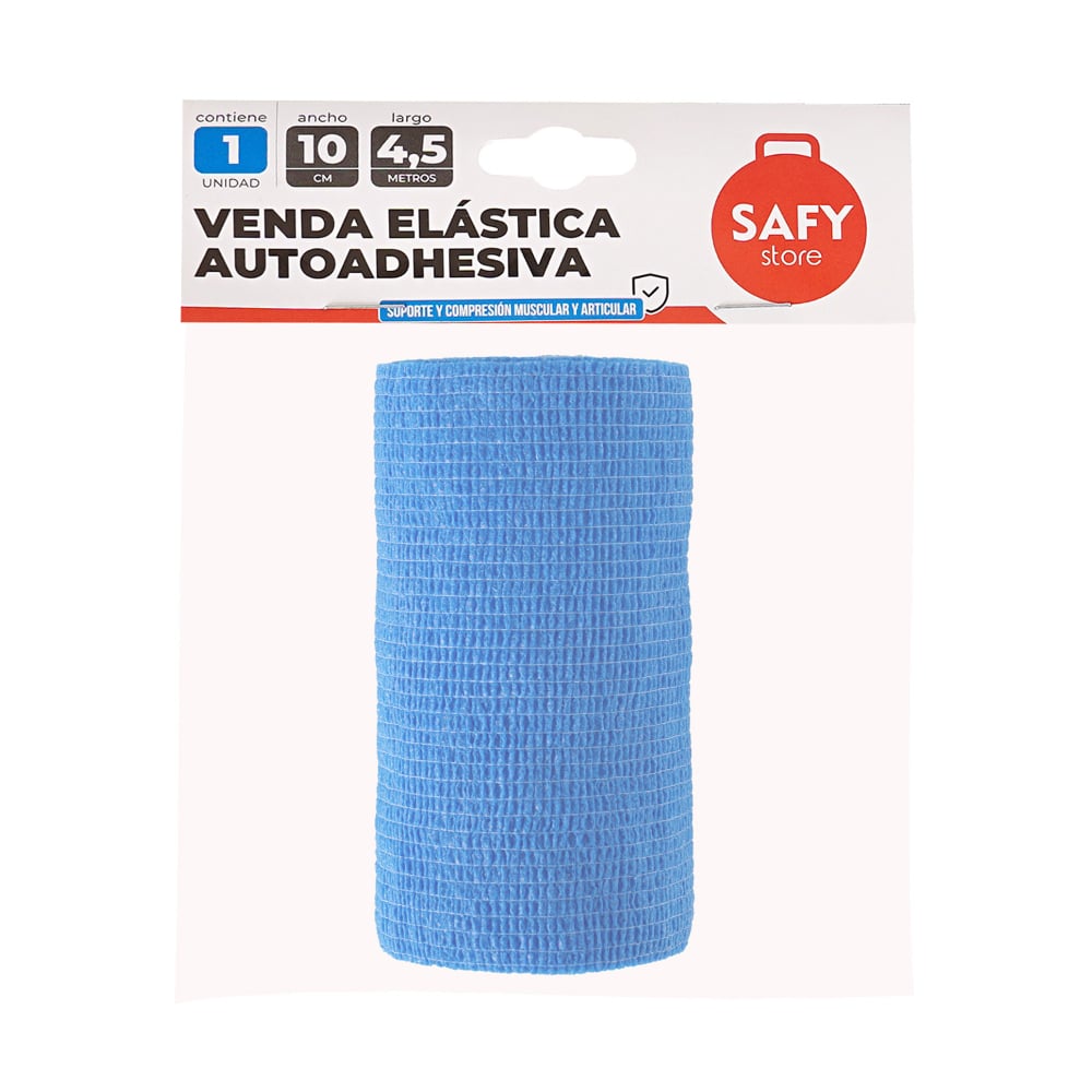 Venda Elástica Autoadhesiva Safy 10 cm x 4.5 m Azul
