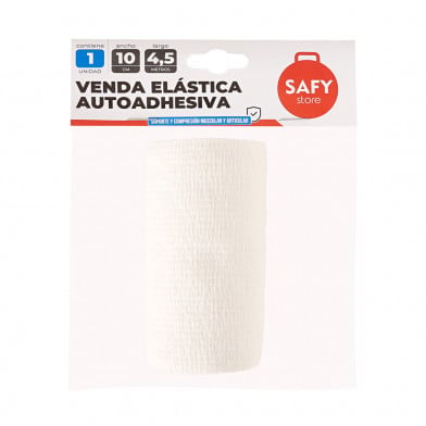 Venda Elástica Autoadhesiva Safy 10 cm x 4.5 m Blanca