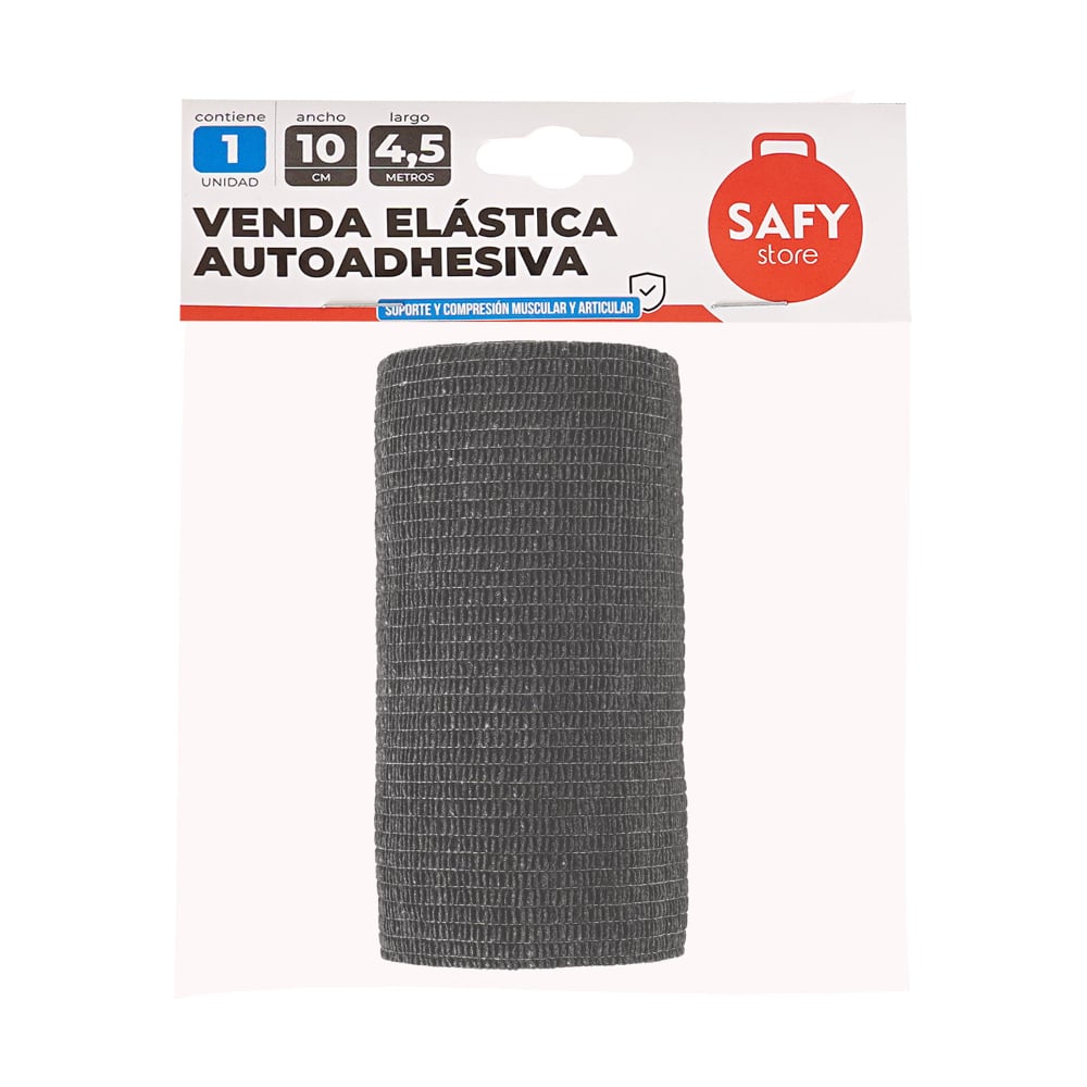 Venda Elástica Autoadhesiva Safy 10 cm x 4.5 m Negro
