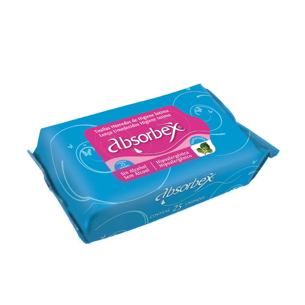TOALLITAS INTIMAS ABSORBEX X25 UNIDADES.