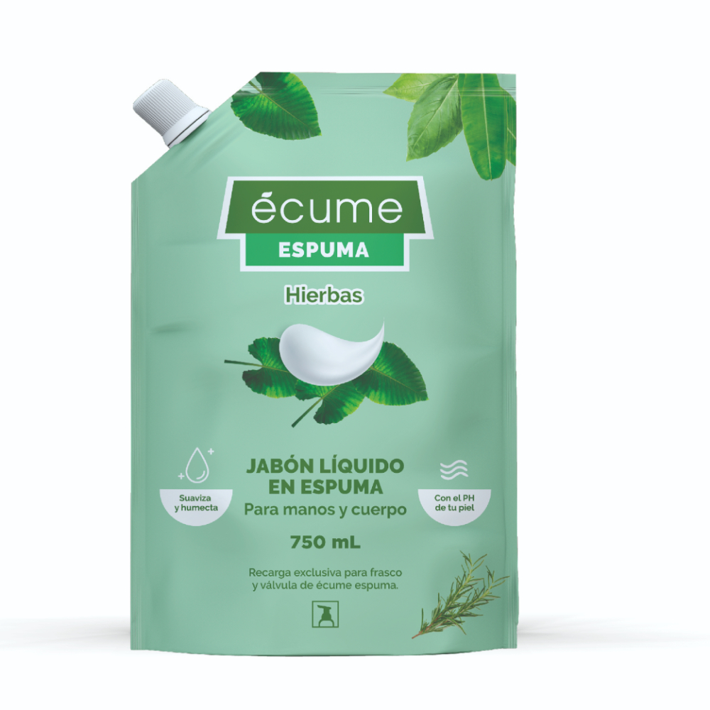 Jabón Líquido en Espuma Écume Hierbas para Manos Refill 750 ml 