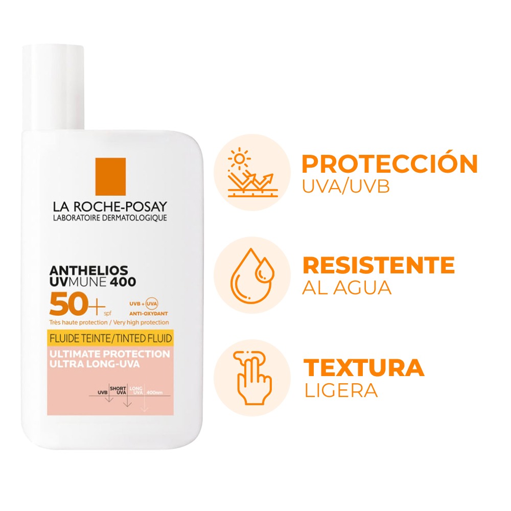 Protector Solar La Roche Posay Anthelios UVmune 400 Fluido con Color 50+ 50 ml