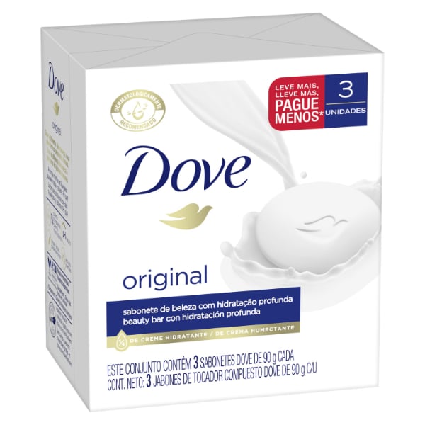 Jabón en Barra Dove Original Corporal 90 g 3 Unidades