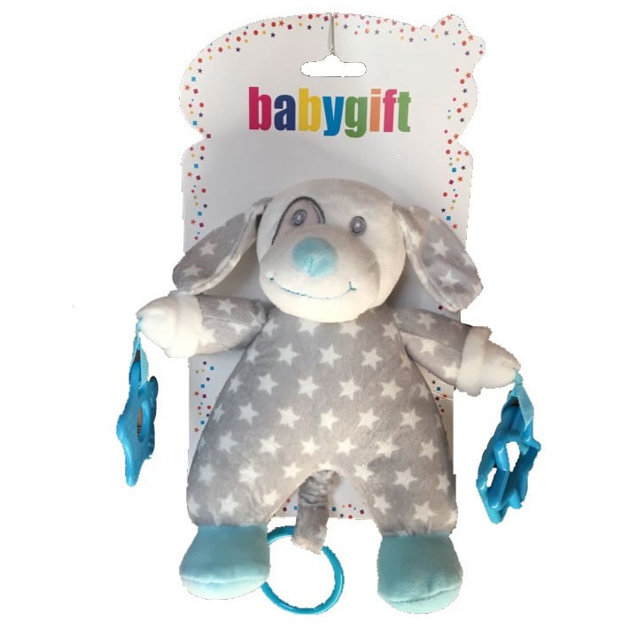 Colgante Akas Perro Gris con Sonajero Celeste