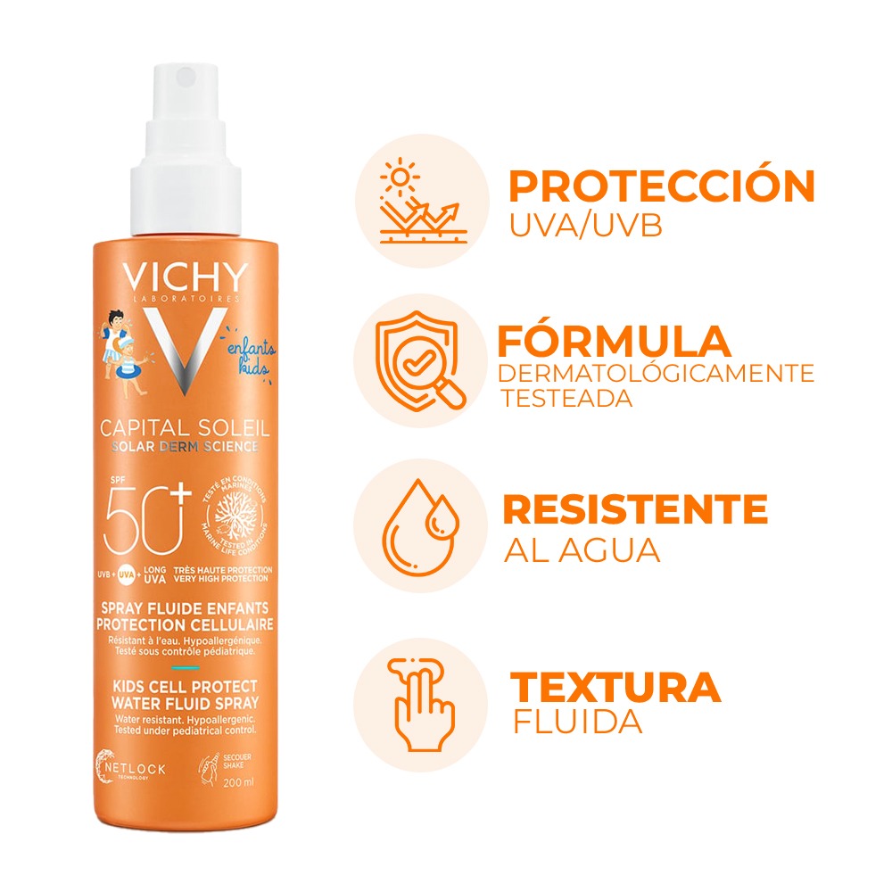 Protector Solar Vichy Capital Soleil Kids Water Resistant Spray FPS50+ 200 ml
