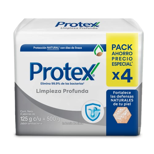 Jabón en Barra Protex Limpieza Profunda Corporal 125 g 4 Unidades
