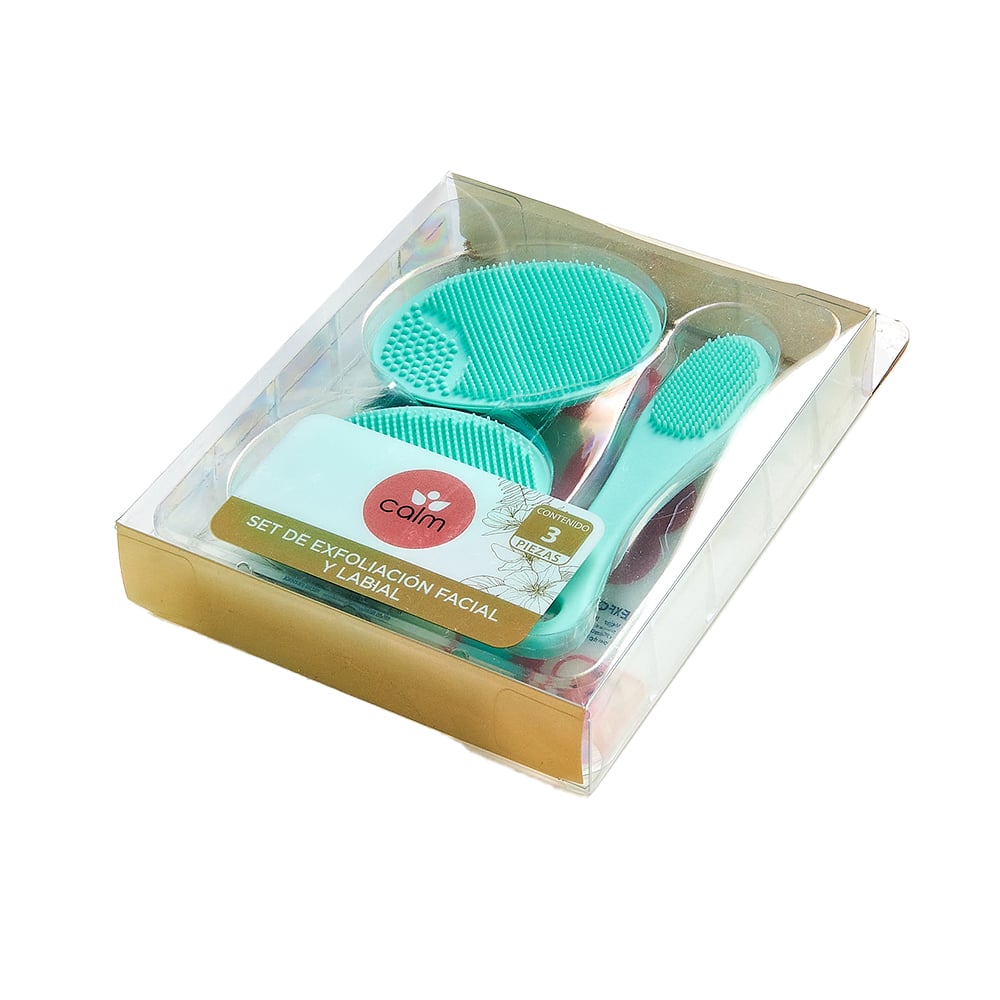 Set Calm De Exfoliación Facial Y Labial Rosado O Celeste