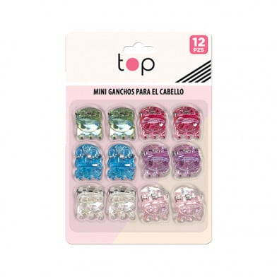 Mini Pinzas para el Pelo Top 12 Unidades Varios Colores
