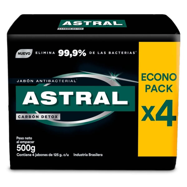 Jabón en Barra Astral Carbón Detox 125 g 4 Unidades