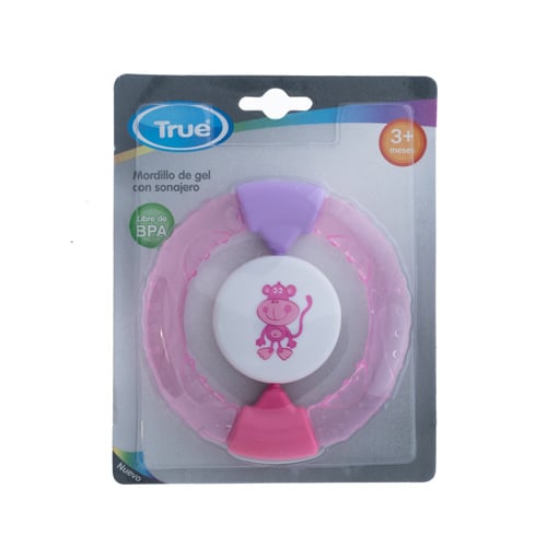 Mordillo True de Gel con Sonajero Rosado +3 Meses