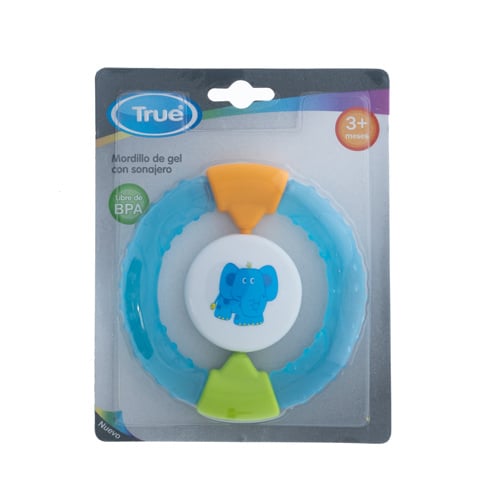 Mordillo True de Gel con Sonajero Celeste +3 Meses