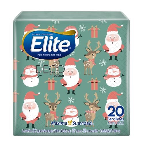 Pack de servilletas navideñas Elite Gold de 20 unidades con diseño festivo.