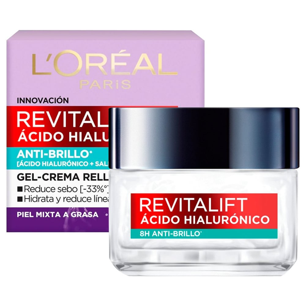 Gel Crema L'Oréal Paris Dermo Expertise Revitalift con Ácido Hialurónico Antibrillo 50 ml