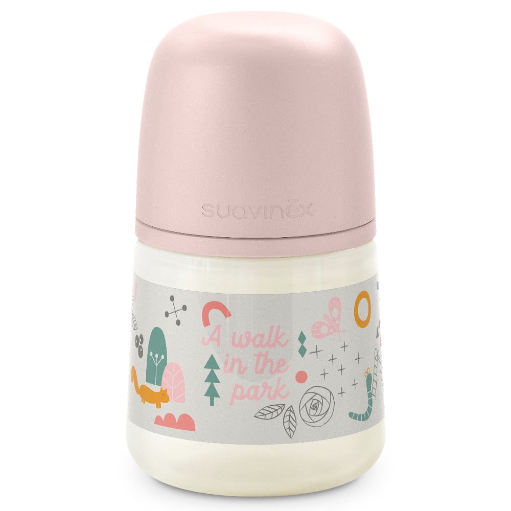 Mamadera Anatómica Suavinex SX Pro Silicona 0 a 6 Meses Walk In the Park Rosa 150 ml