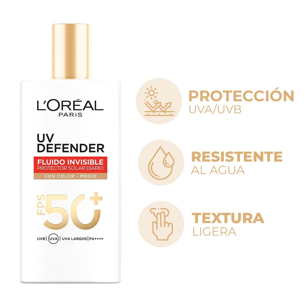 Protector Solar L'Oréal Paris Dermo Expertise UV Defender Fluido Medio FPS50 40 g