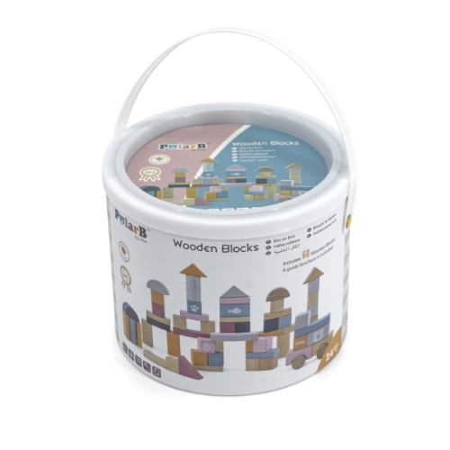 Balde con Bloques de Madera Polar B 60 Piezas