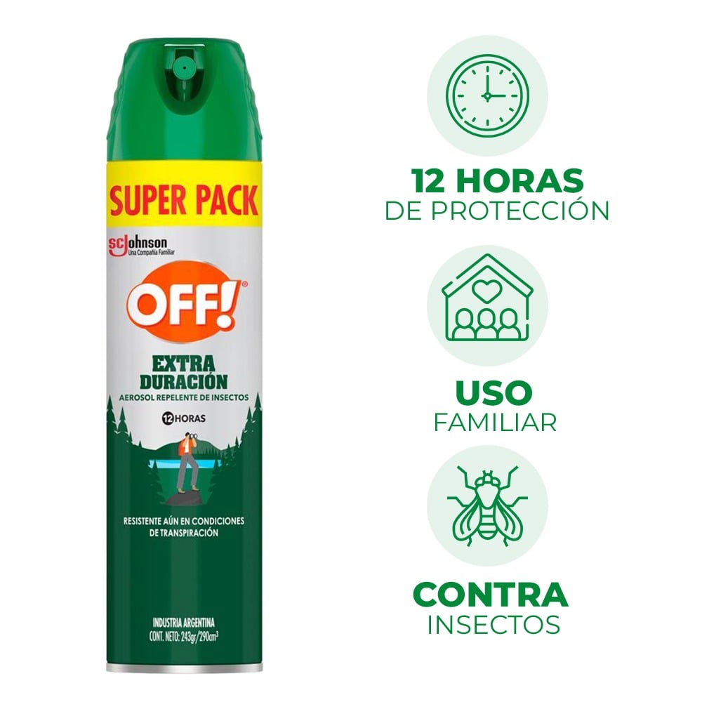 Repelente en Aerosol OFF! Extra Duración 290 ml