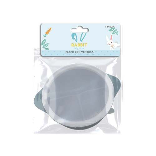 Bowl Rabbit 3 Divisiones con Tapa y Ventosa