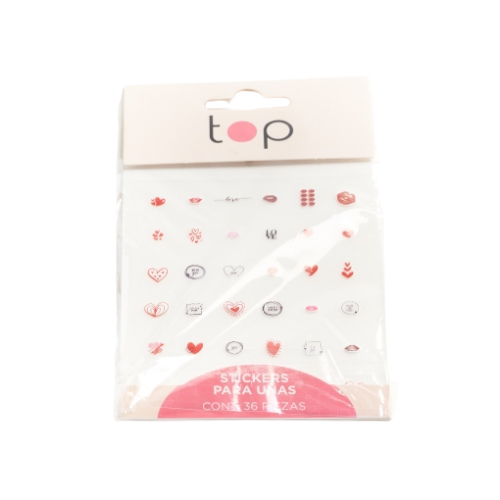 Stickers para Uñas Top Corazón 36 Unidades