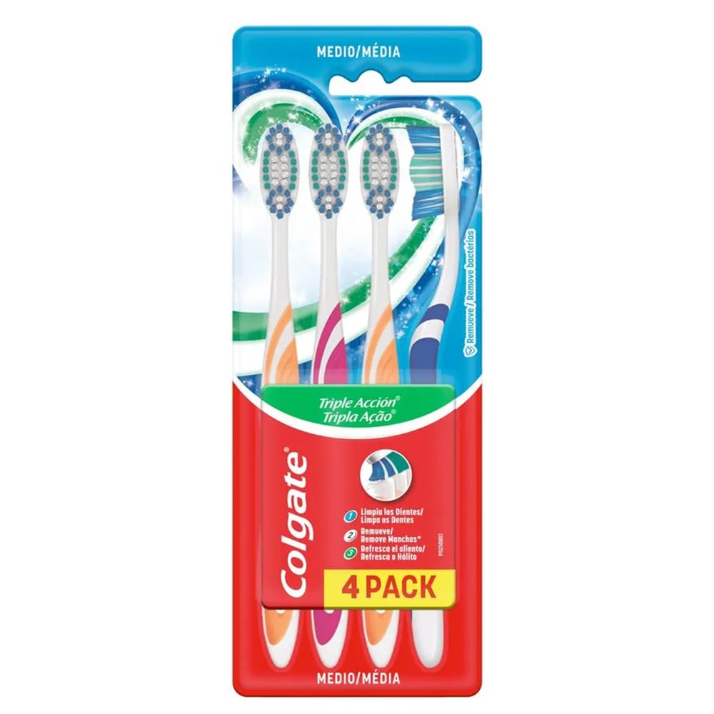 Cepillo de Dientes Colgate Triple Acción Pack 4 Unidades